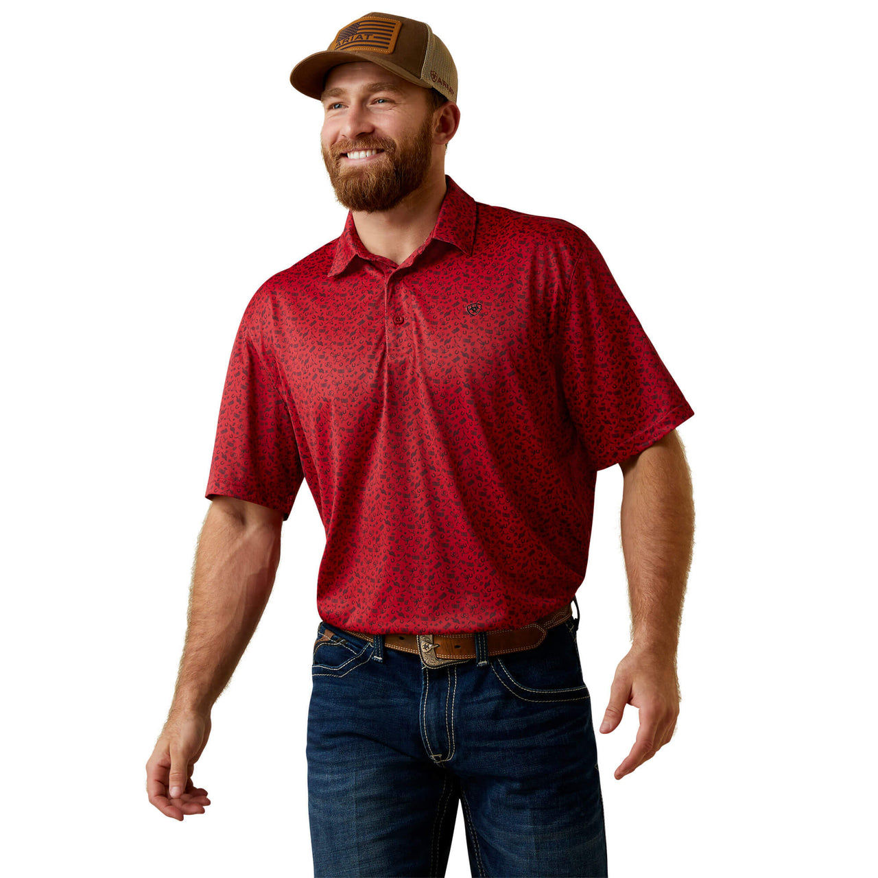 All Over Print Polo - Tango Red