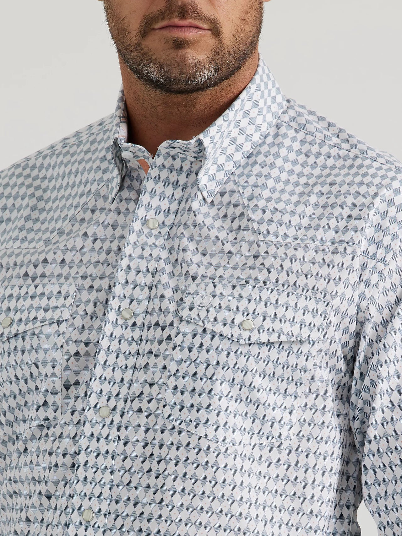 Wrangler George Strait Troubadour LS Western Snap Shirt - Diamond Checker
