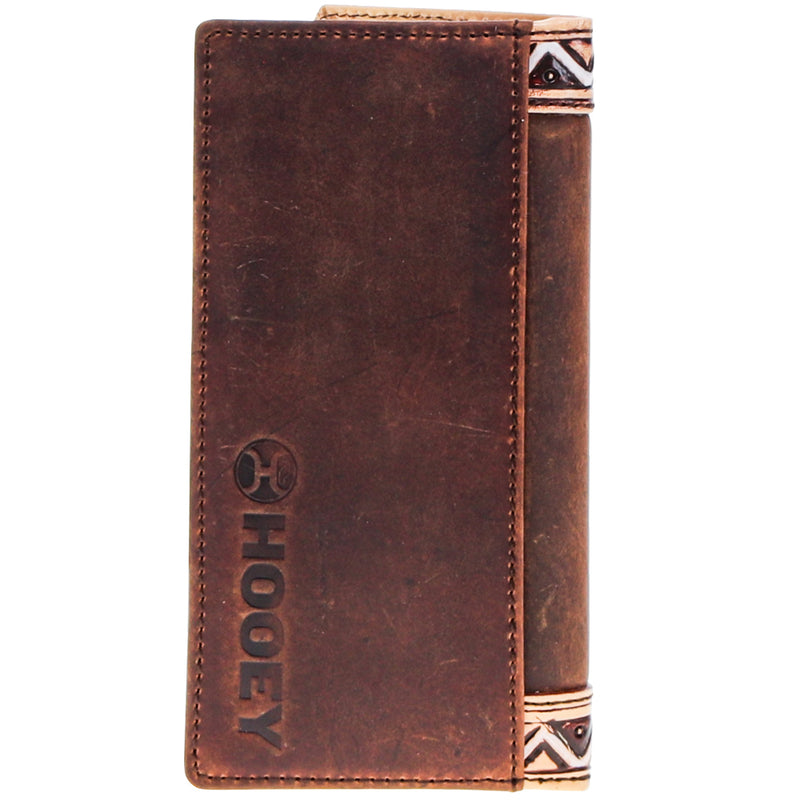 "War Paint" Brown/Tan Hand Tooled Aztec Feather Filigree Rodeo Checkbook Wallet