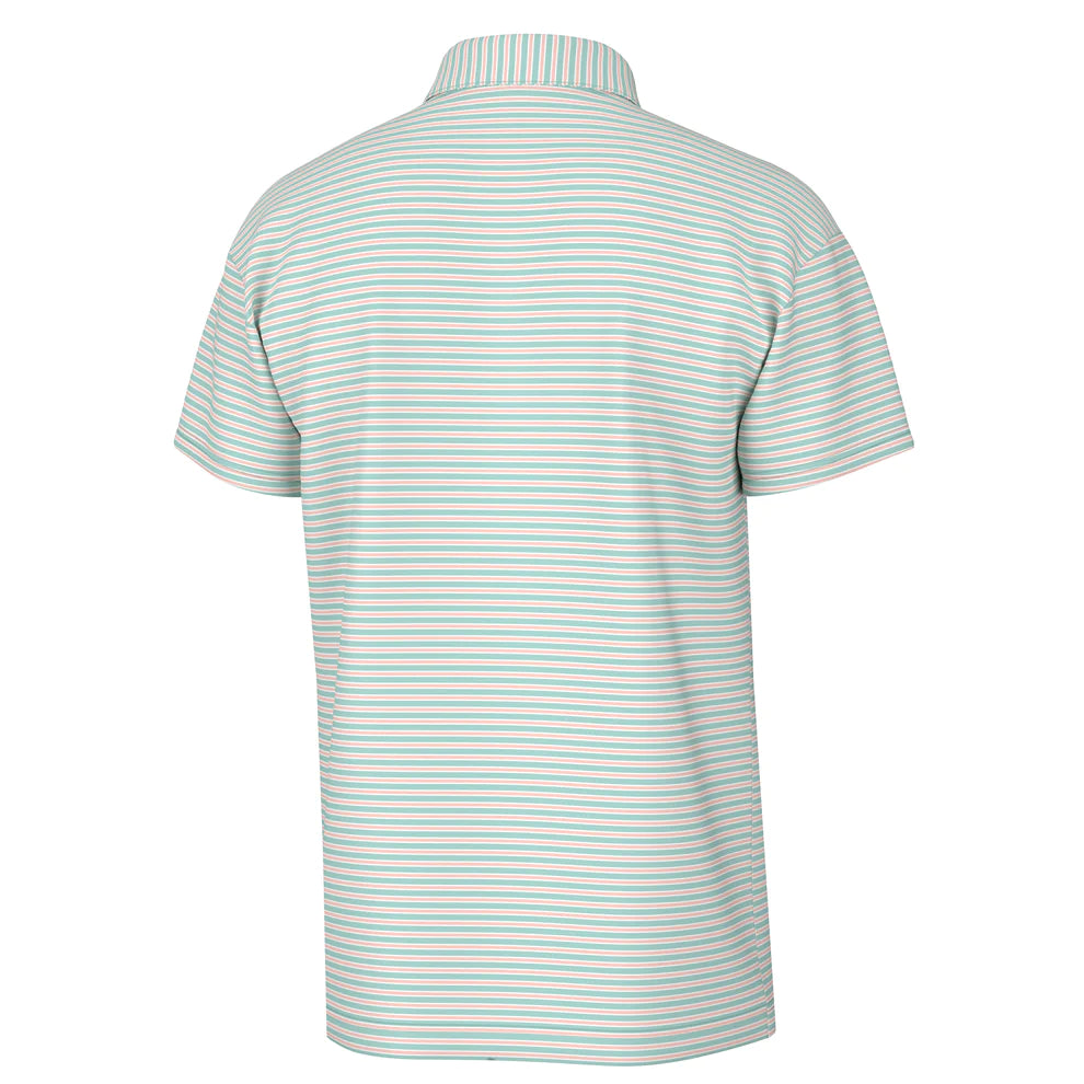 Teal & Coral Thick Striped Surfside Polo