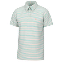Thumbnail for Teal & Coral Thick Striped Surfside Polo