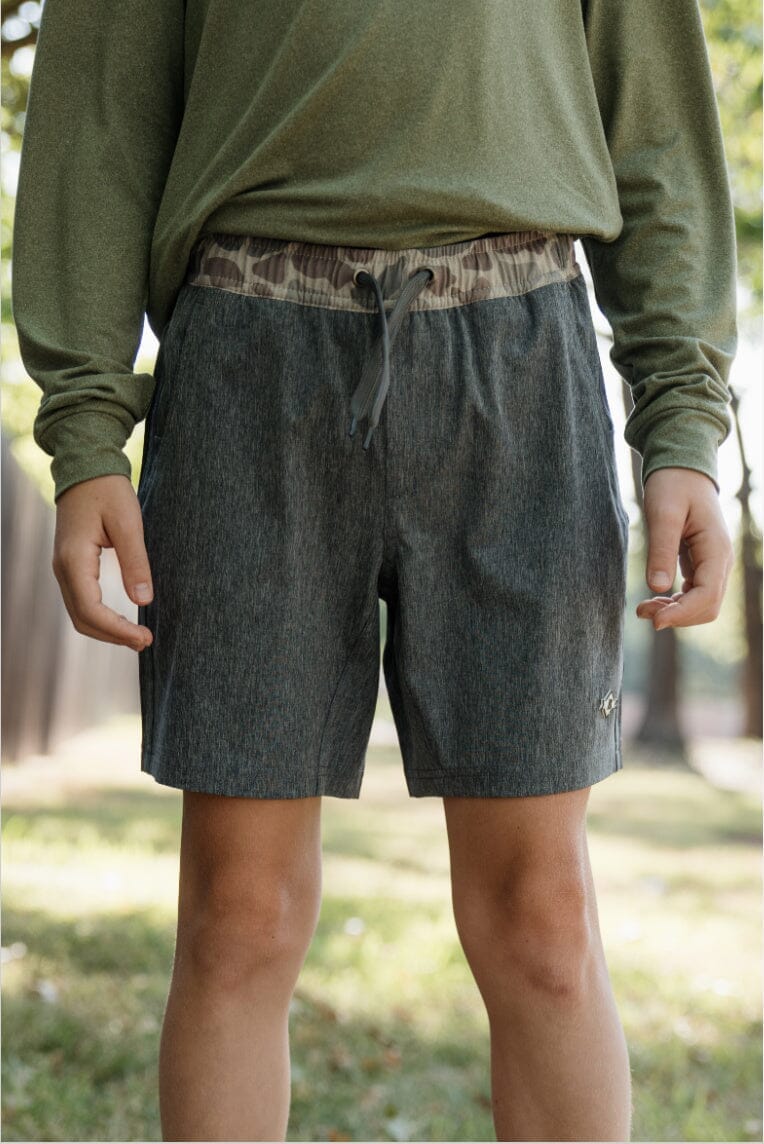 Youth - Grizzly Grey Athletic Short - Deer Camo Liner