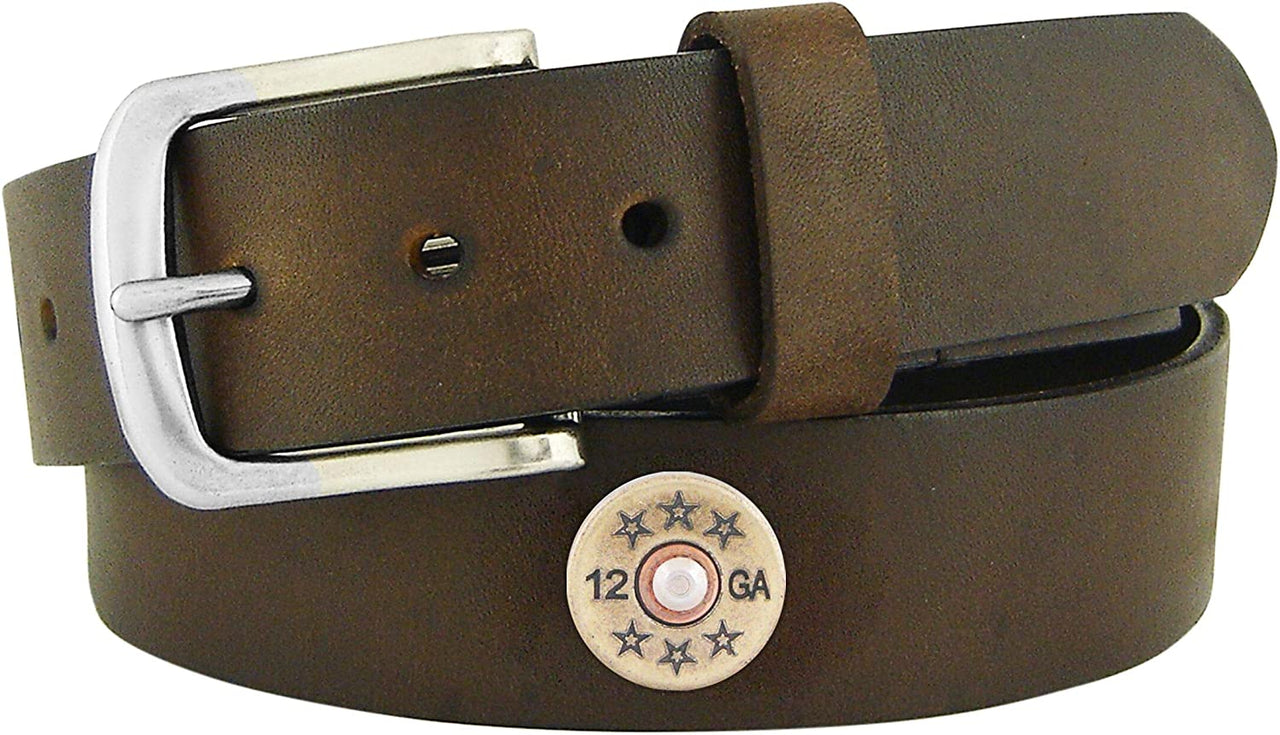 Men's Concho Leather Belt - Shotgun Shells