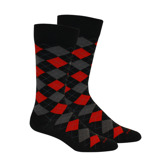Argyle Black/Red Socks