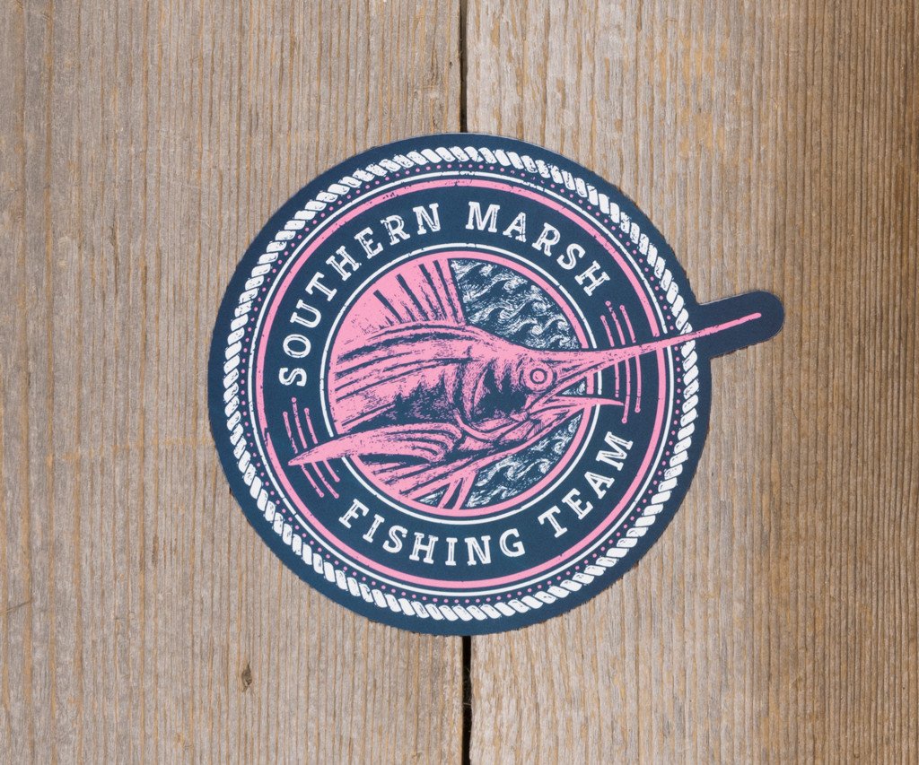 Fishing Team Sticker - Navy with Pink