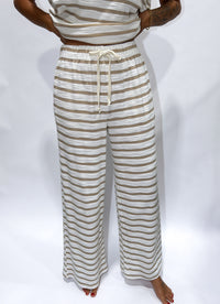 Thumbnail for Textured Stripe Wide-Leg Pants – Khaki