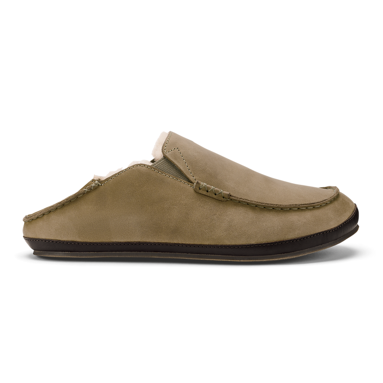 Men's Moloa Leather Slippers - Clay/Dark Java