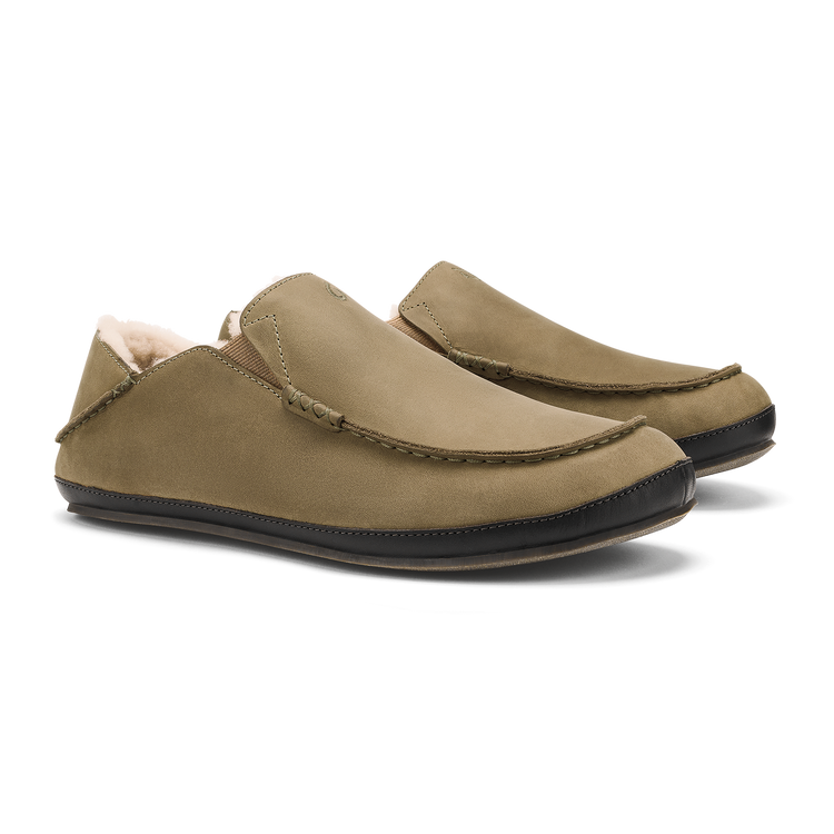 Men's Moloa Leather Slippers - Clay/Dark Java
