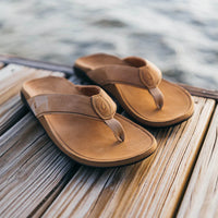 Thumbnail for Tuahine Men's Waterproof Leather Beach Sandal - Toffee