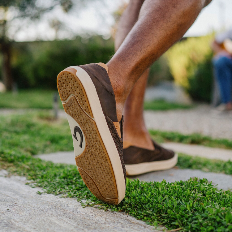 Men's Lae'ahi Lauhala Woven Leather Shoes - Dark Java