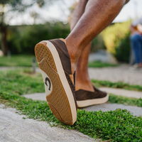 Thumbnail for Men's Lae'ahi Lauhala Woven Leather Shoes - Dark Java