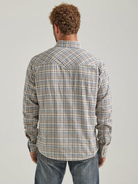Thumbnail for Men's Wrangler Retro® Premium Long Sleeve Western Snap Plaid Shirt in Greige Haze