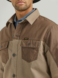 Thumbnail for Wrangler Mixed Canvas Chore Jacket - Sandstone