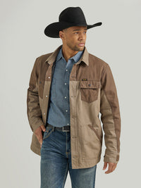 Thumbnail for Wrangler Mixed Canvas Chore Jacket - Sandstone