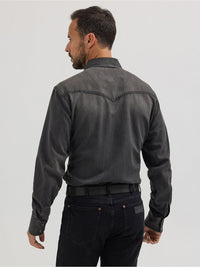 Thumbnail for Retro Premium Western Pearl Snap LS Shirt - Washed Black