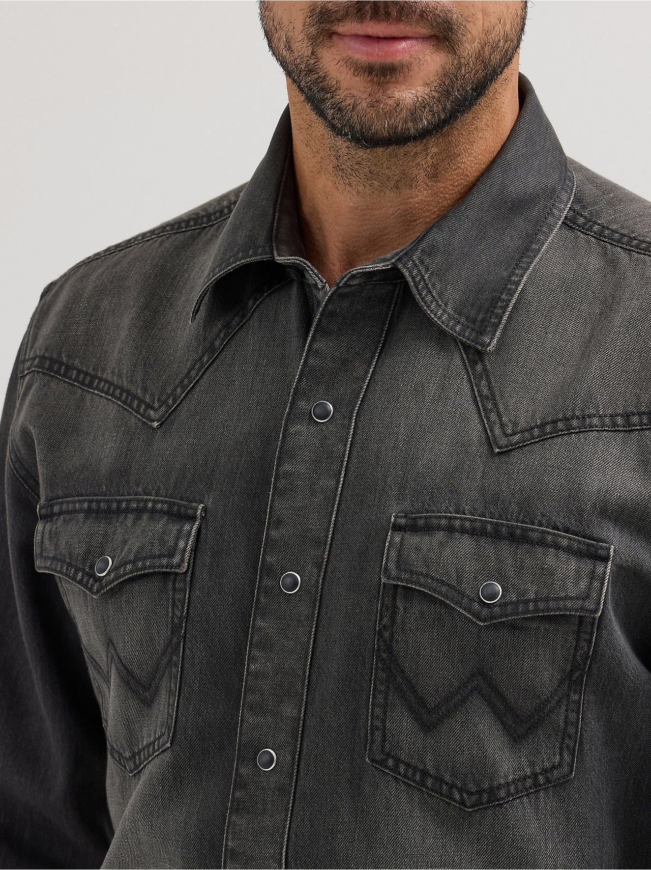 Retro Premium Western Pearl Snap LS Shirt - Washed Black