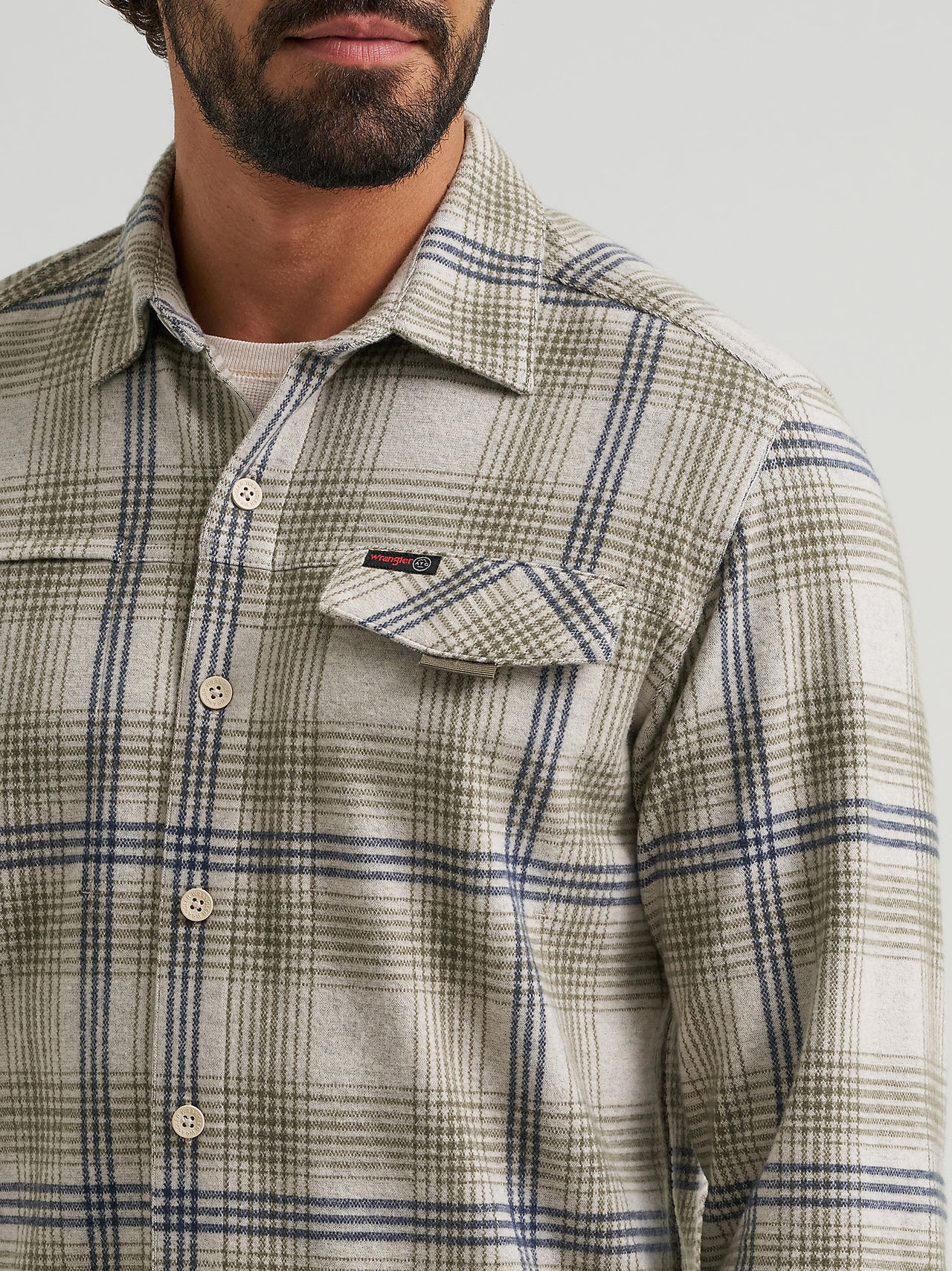 Wrangler ATG Campsite LS Button Down - Stone