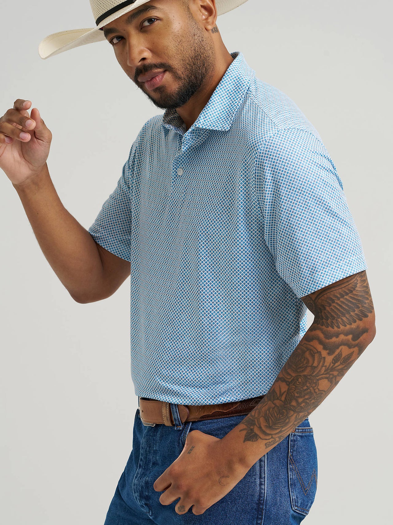 Wrangler All Terrain Gear Men's Performance Polo - Vallarta Blue