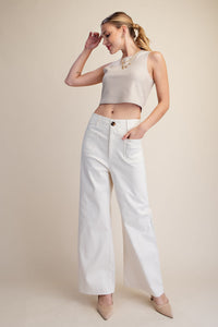 Thumbnail for The Harper High-Rise Wide-Leg Pants – Ivory