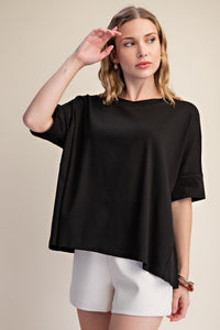 Thumbnail for The Collins Oversized Cuff-Sleeve Top – Black