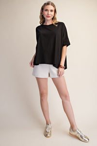 Thumbnail for The Collins Oversized Cuff-Sleeve Top – Black