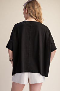 Thumbnail for The Collins Oversized Cuff-Sleeve Top – Black