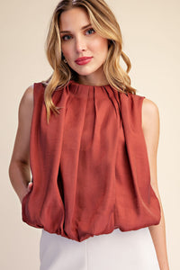 Thumbnail for The Saylor Pleated Sleeveless Top - Rust