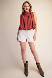 Thumbnail for The Saylor Pleated Sleeveless Top - Rust