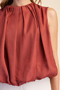 Thumbnail for The Saylor Pleated Sleeveless Top - Rust