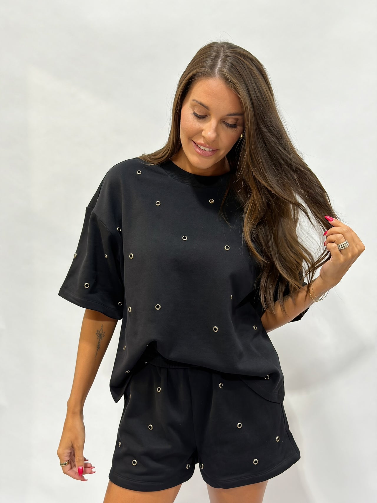 Grommet French Terry Tee - Black