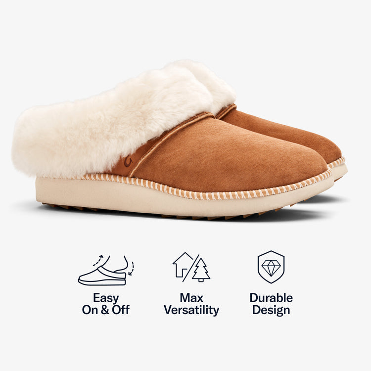 Ku'i Women's Slip-On Slippers - Tan/Bone