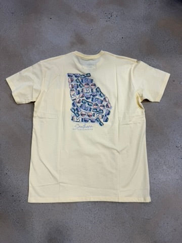 Southern Casanova Georgia Shady State SS Tee - Yellow
