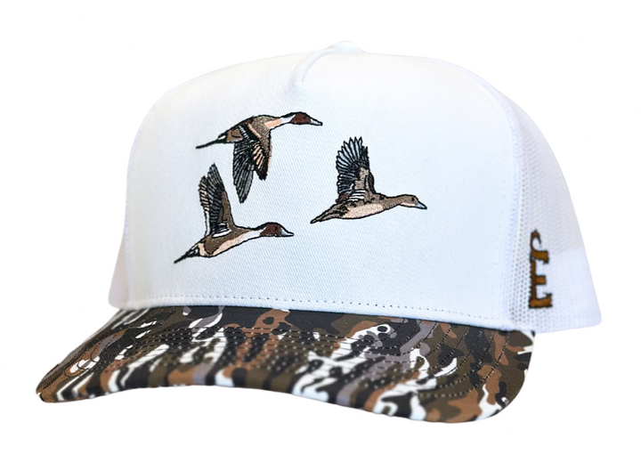 Chasin Tail Trucker Cap - White/Ranch Camo