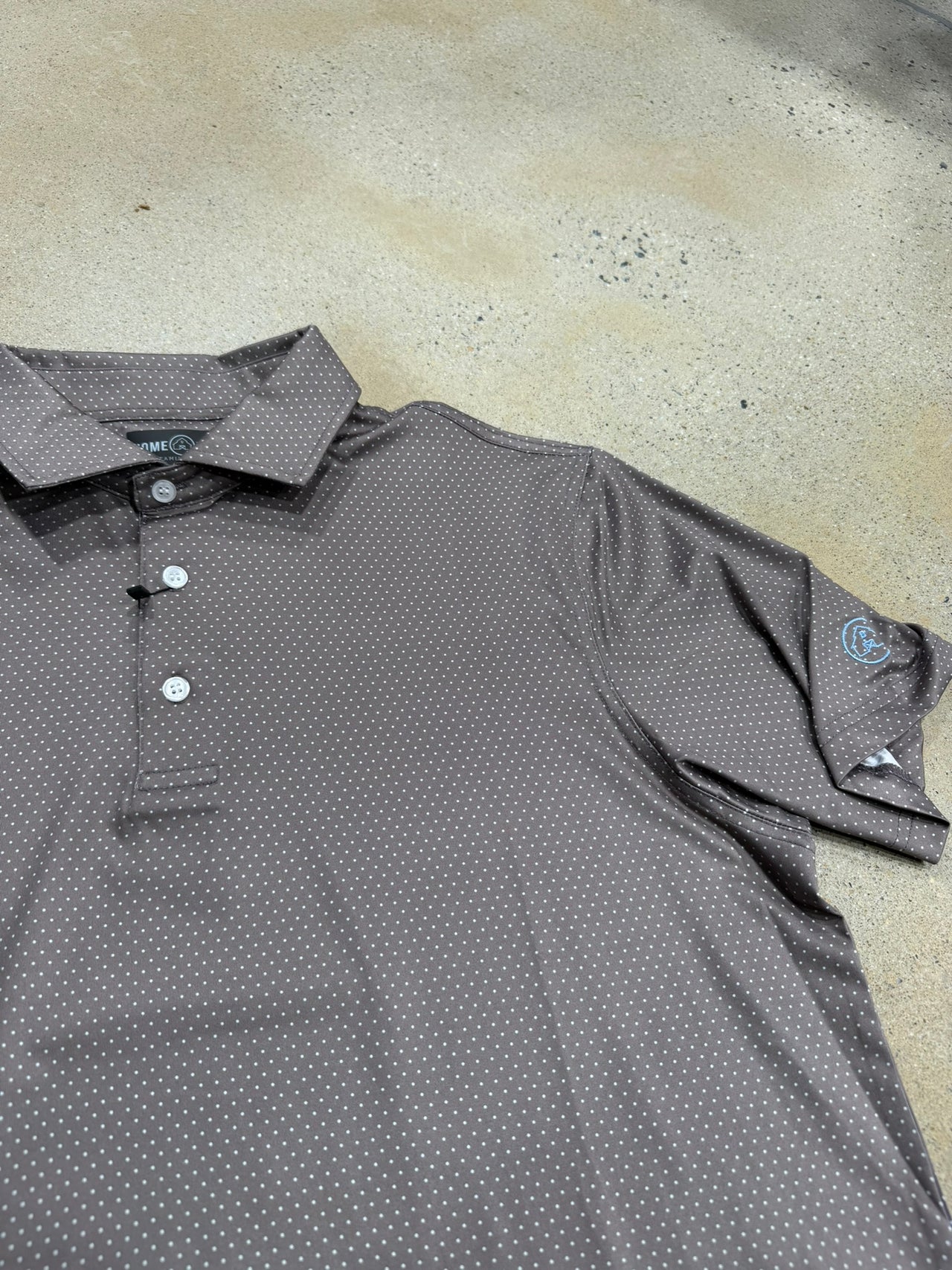 Home Bound Speckled Performance Polo - Taupe/Sky Blue
