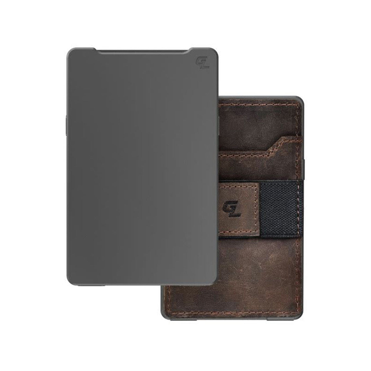 Groove Life Leather Wallet - Gunmetal/Brown Leather Nano