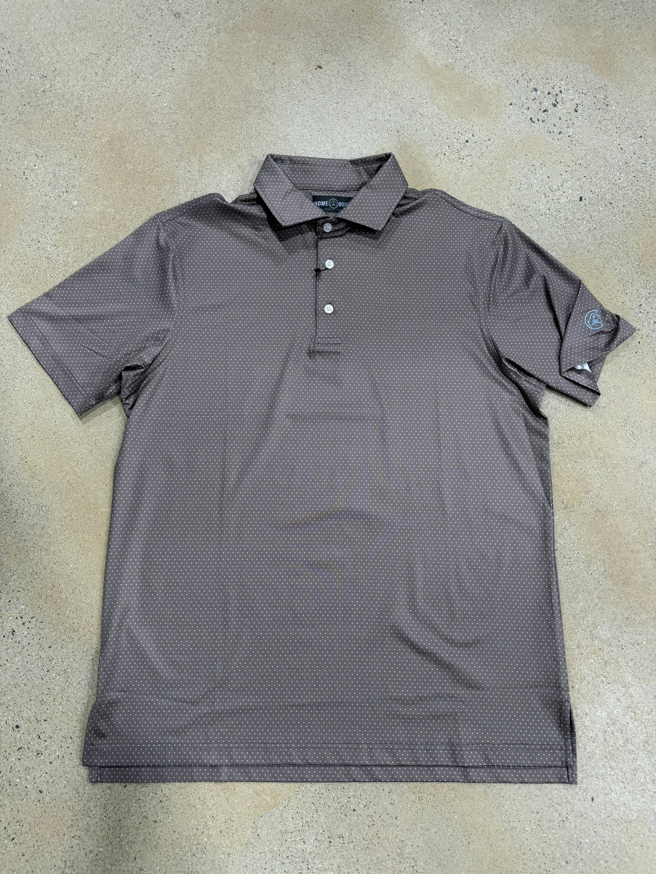 Home Bound Speckled Performance Polo - Taupe/Sky Blue