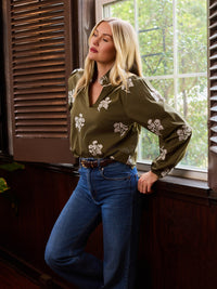 Thumbnail for Mary Square Kayla Embroidered Top – Moonlit Grace Olive