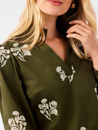 Thumbnail for Mary Square Kayla Embroidered Top – Moonlit Grace Olive