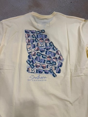 Southern Casanova Georgia Shady State SS Tee - Yellow
