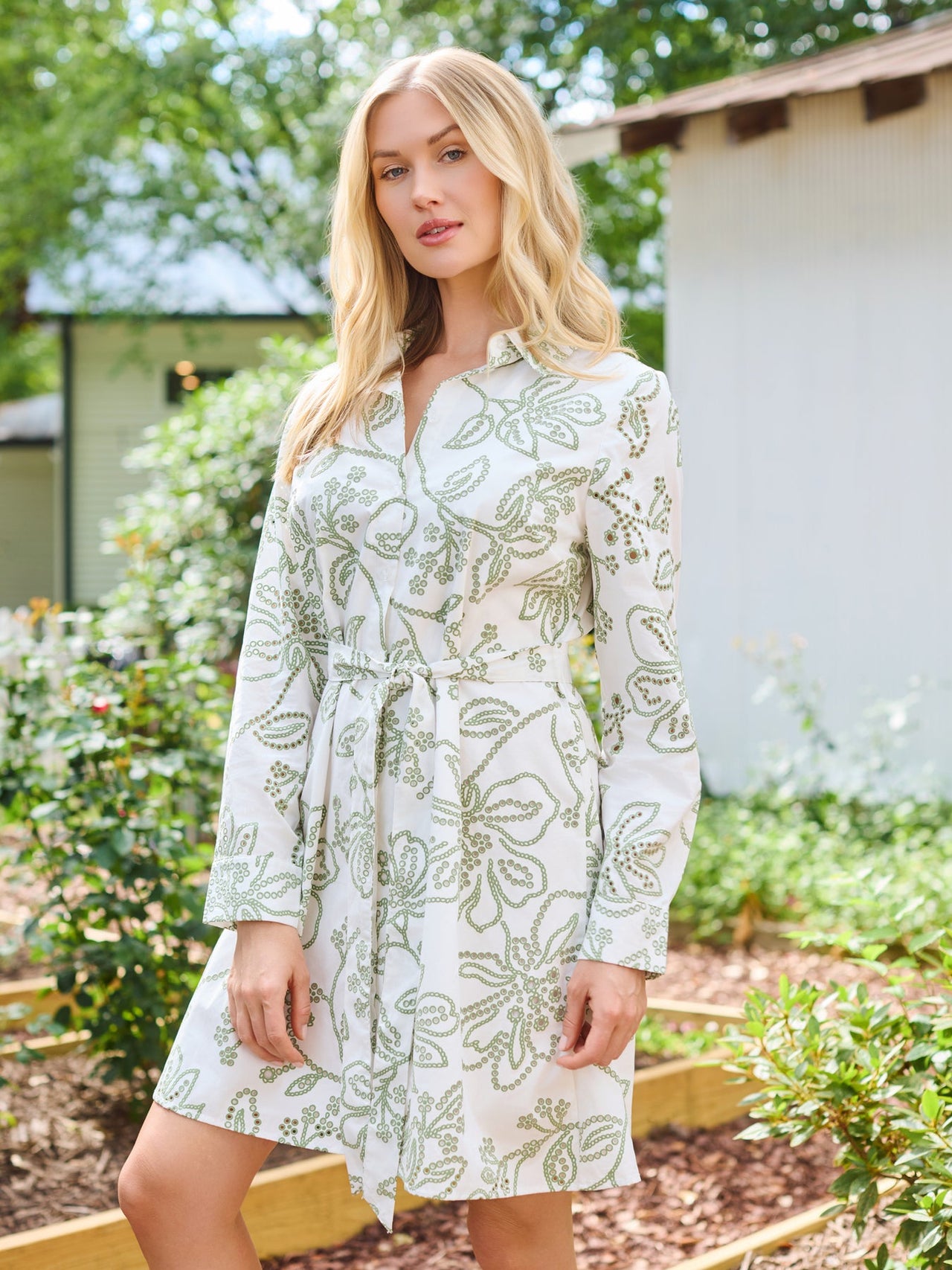 Mary Square Sarah Dress – Lacecap White
