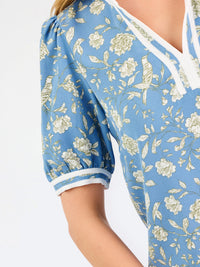 Thumbnail for Mary Square Tricia Short Sleeve Top – Song Bird Blue