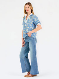 Thumbnail for Mary Square Tricia Short Sleeve Top – Song Bird Blue