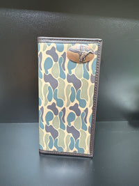 Thumbnail for Brown Old School Camo Checkbook Wallet - Mallard