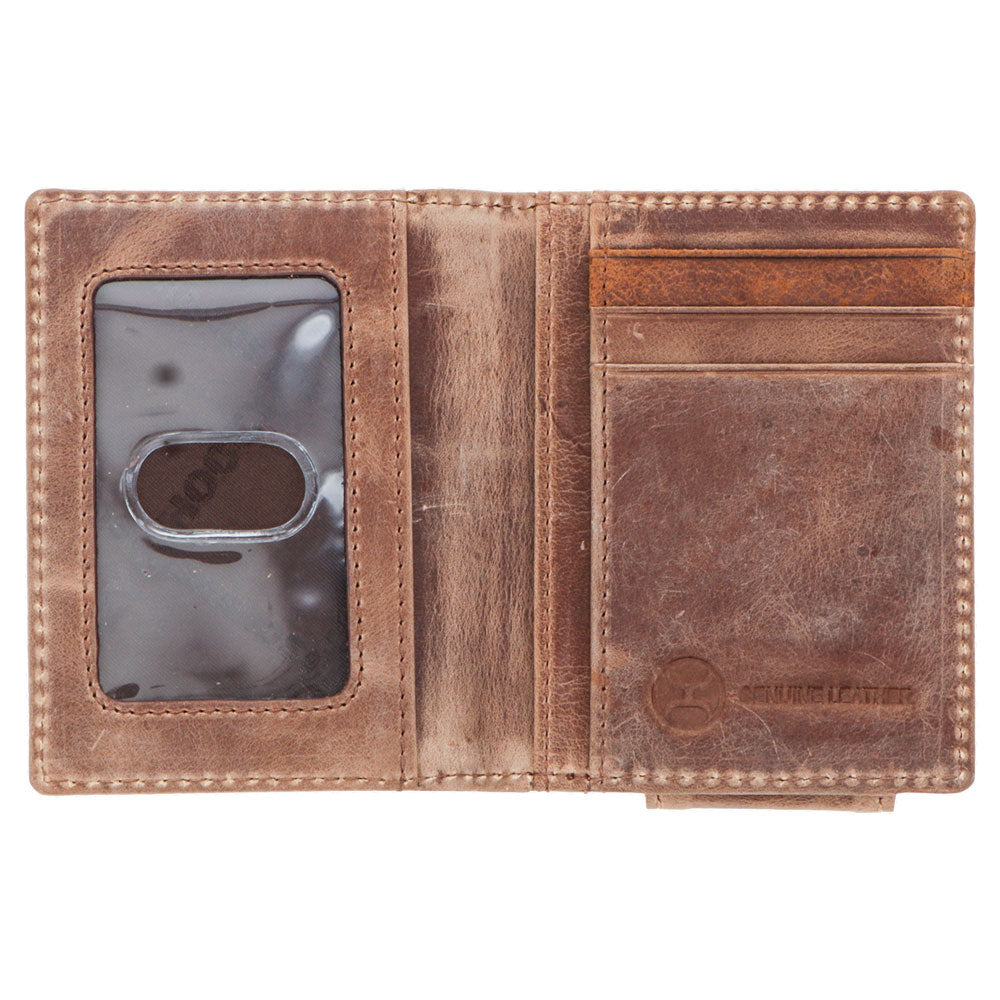 Hooey Dalton Smooth Brown w. Rodeo Stitching Bifold Money Clip