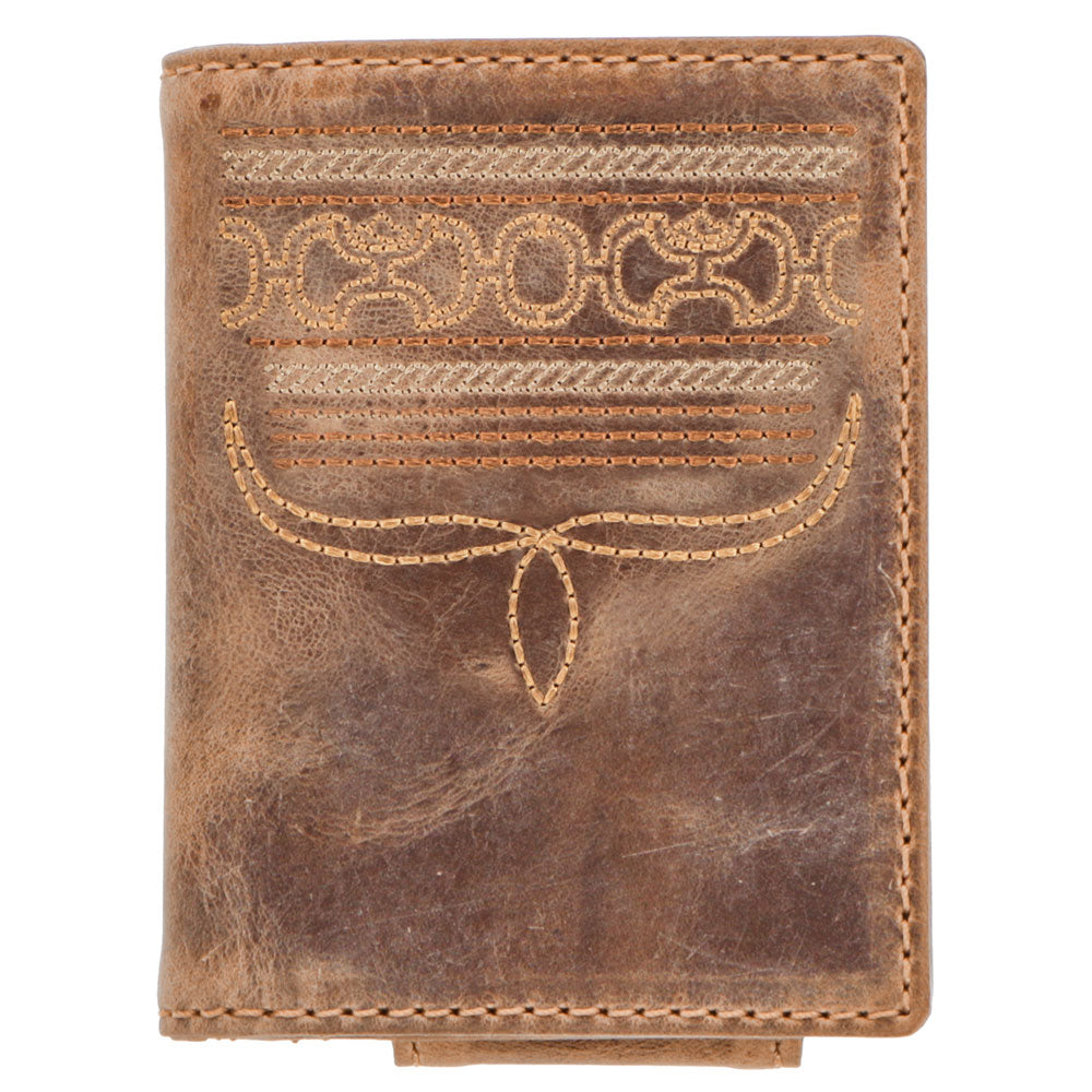 Hooey Dalton Smooth Brown w. Rodeo Stitching Bifold Money Clip