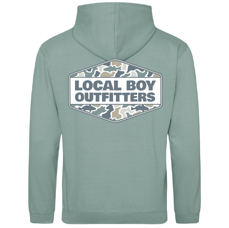 Fish Camo Diamond Crest Cotton Hoodie