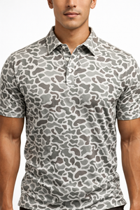 Thumbnail for Brown Old School Camo Performance Polo