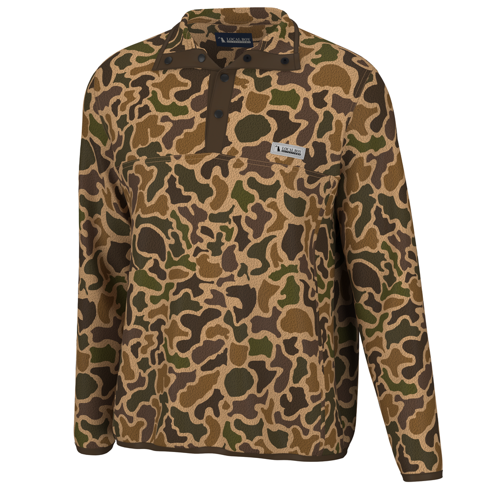 Youth Printed Quarter Snap - Old School Camo