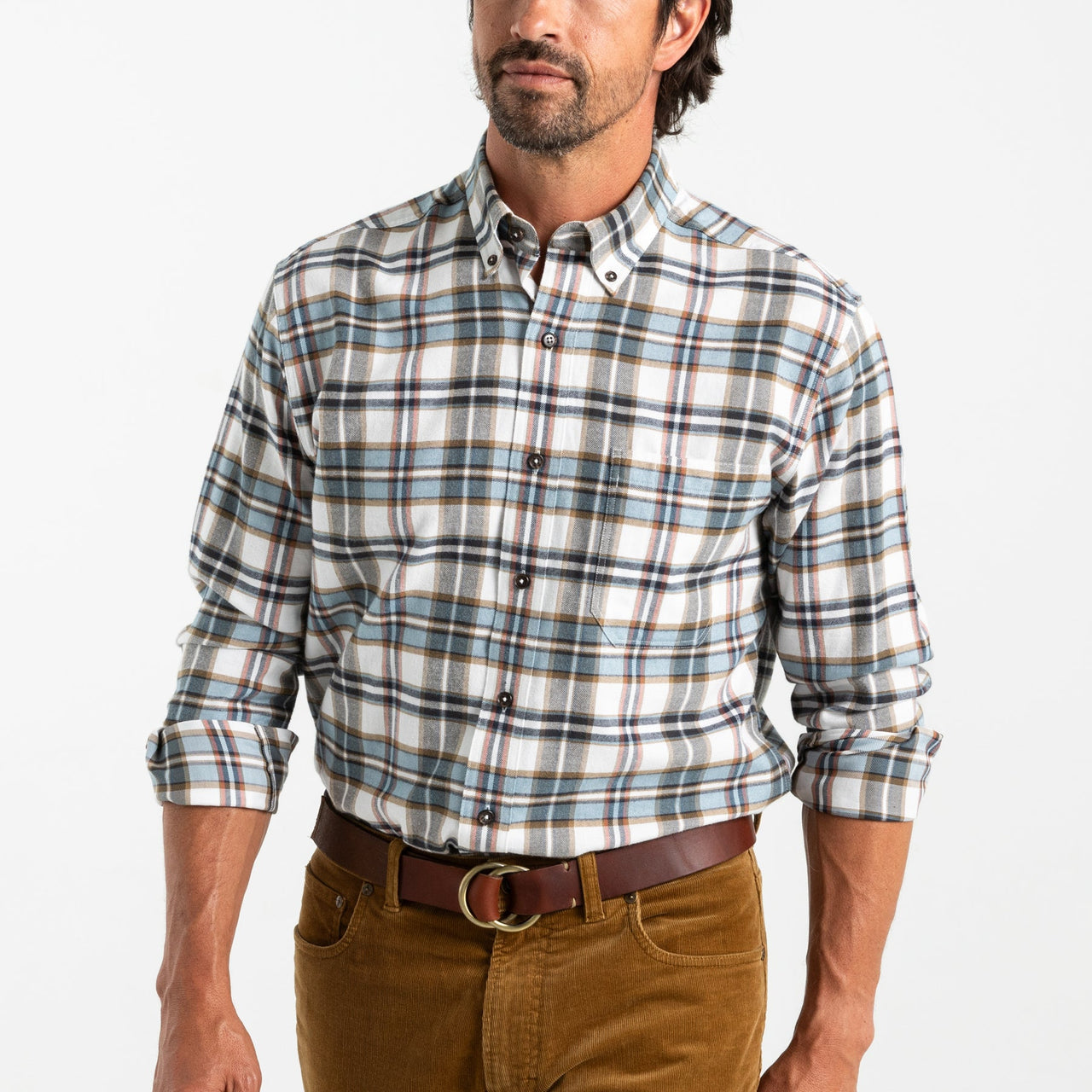 Russin Plaid Cotton Flannel Sport Shirt