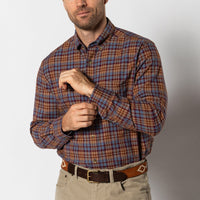 Thumbnail for Houser Plaid Saddle Brown Cotton Wool Sport Shirt